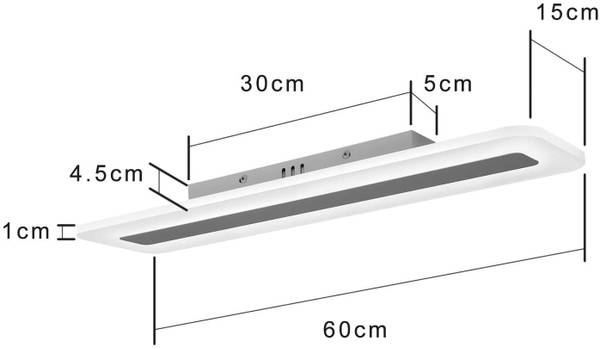 LED Plafondlamp qGgdN wit - kunststof - 15 x 5 x 60 cm