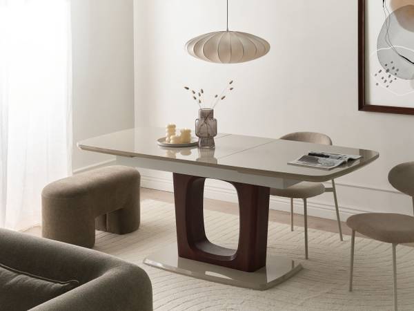 Table extensible BERRIGAN Beige - Marron - Bois manufacturé - 90 x 76 x 160 cm