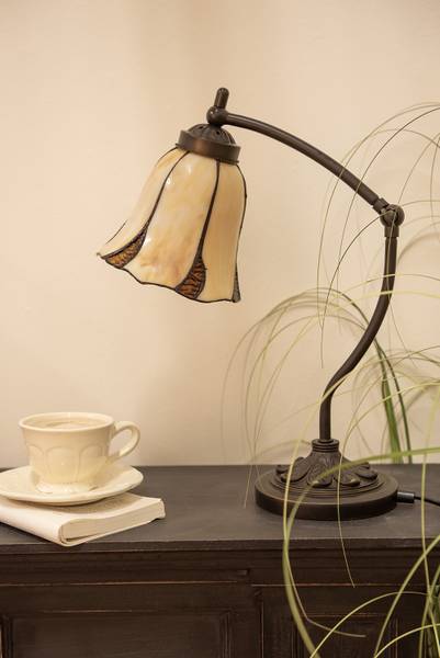 Tiffany Tafellamp Abigail beige - glas - 15 x 46 x 15 cm