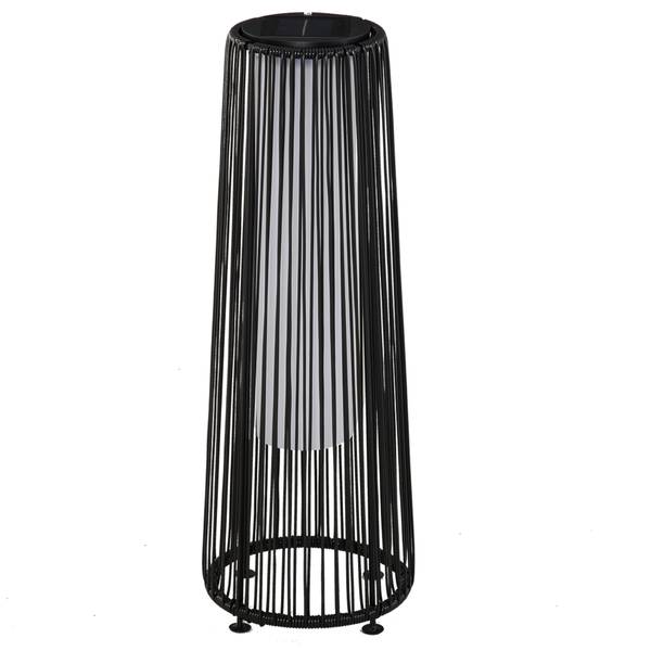 Rattan Solarleuchte 866-066BK Schwarz - Stahl - Polyethylen - 22 x 61 x 22 cm