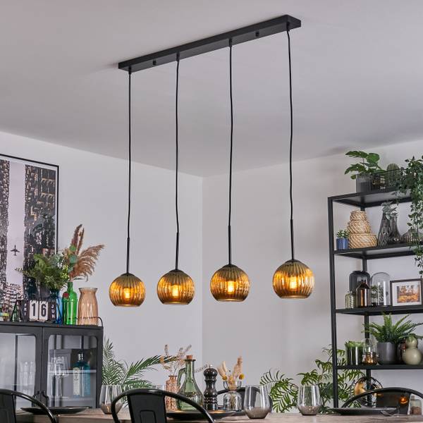 Pendelleuchte Cesaro Gold - Aluminium - Klarglas - 10 x 120 x 92 cm