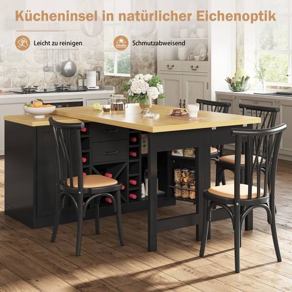 Kücheninsel Hebe Ⅰ Schwarz - Holz