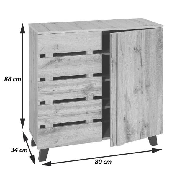 Kommode Wilber Braun - Holzwerkstoff - 80 x 88 x 34 cm