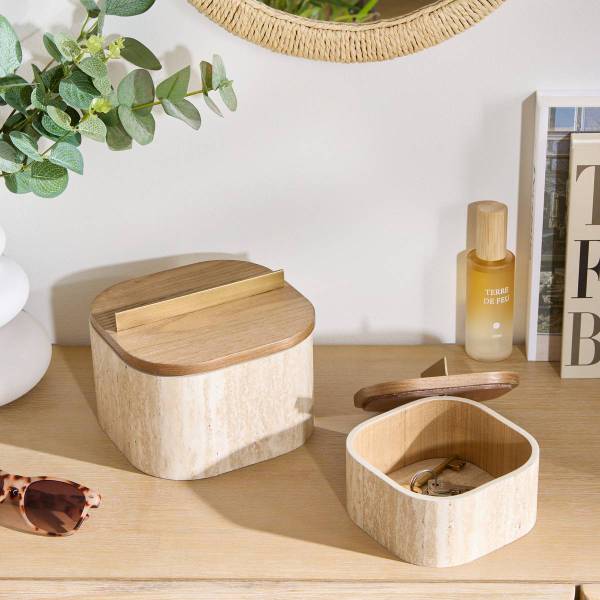 Dekobox ANAYA Beige - Holzwerkstoff - 18 x 13 x 18 cm