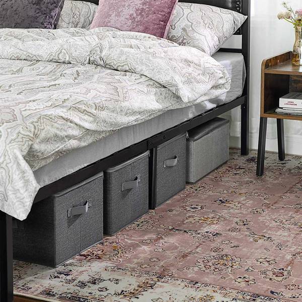 Lot de 3 boîtes de rangement pliables Gris - Textile - 30 x 25 x 40 cm