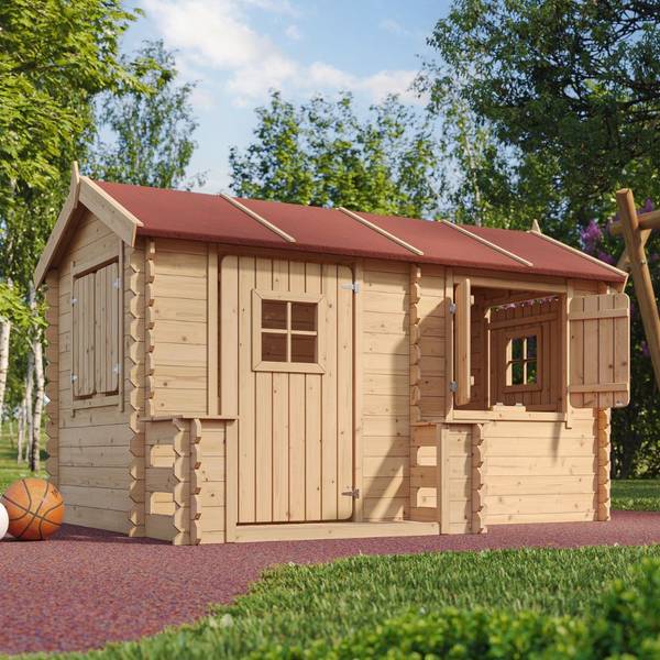 Kinderspielhaus M503 Beige - Fichte - 235 x 111 x 176 cm