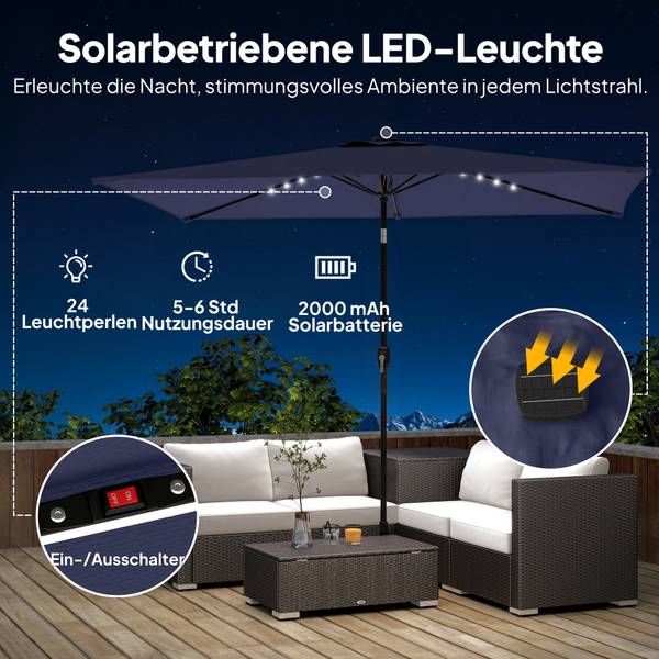 Sonnenschirm 84D-503V00DB Blau - Metall - 198 x 248 x 289 cm