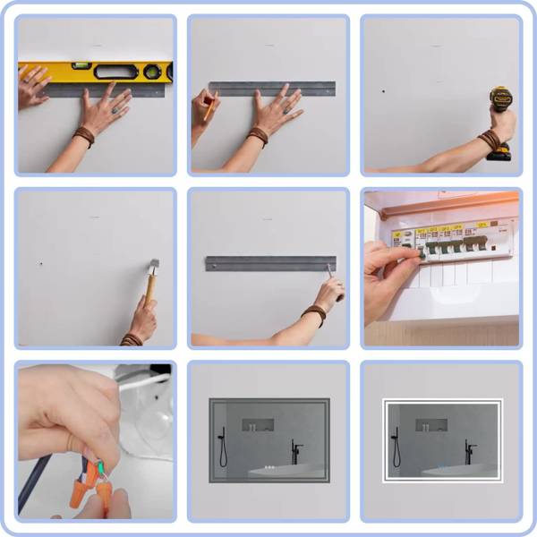 Badezimmerspiegel beschlagfrei SAUTENS Silber - Glas - 100 x 70 x 5 cm