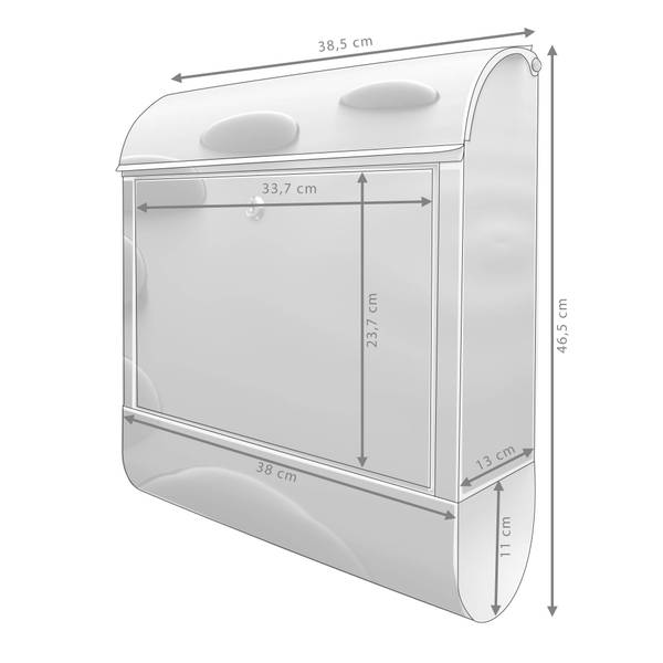 Briefkasten Stahl Schwarze Steine Weiß - Stahl - 38 x 46 x 13 cm