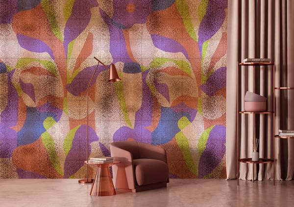 Fototapete Brillanaza Walls by Patel Beige - Grün - Orange - Violett - Fleece - 400 x 270 x 1 cm
