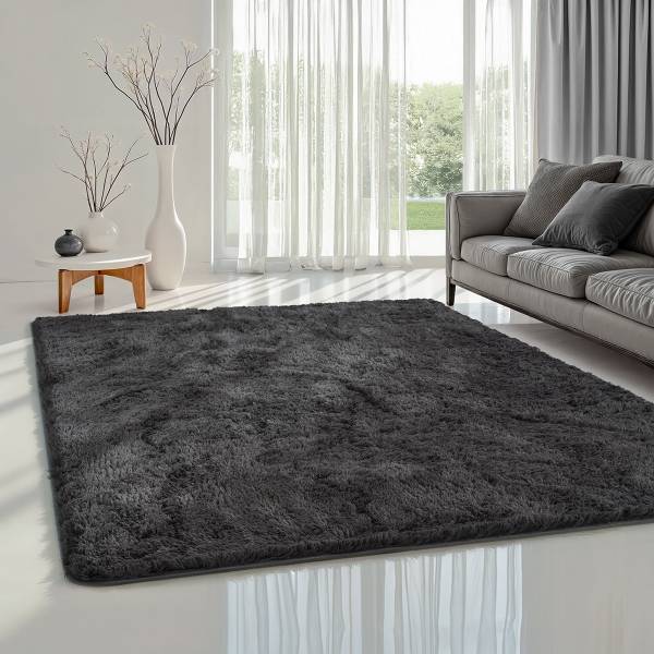 Hoogpolig Tapijt Fluffy Shaggy grijs - polyester - 120 x 1 x 160 cm