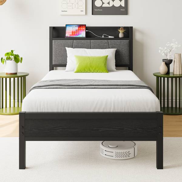 Bettgestell ZY-020 Schwarz - Holzwerkstoff - 91 x 99 x 217 cm