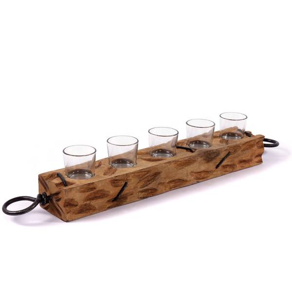 Teelichthalter Burnt 70 Braun - Holzwerkstoff - 70 x 12 x 9 cm