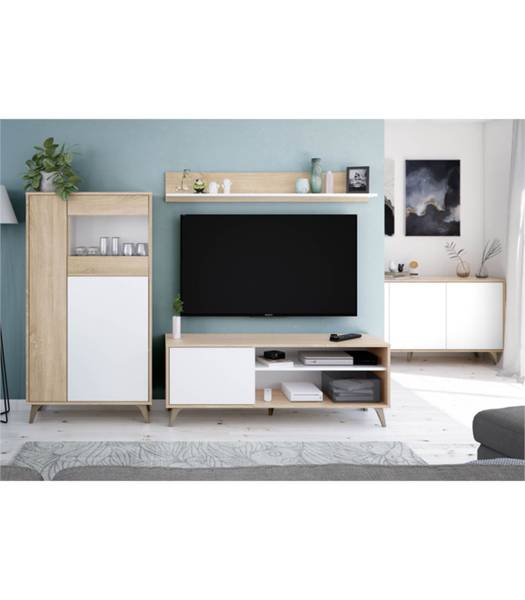 TV-Möbel mit seinem Wandregal Kikua Plus Melamin - 40 x 50 x 135 cm