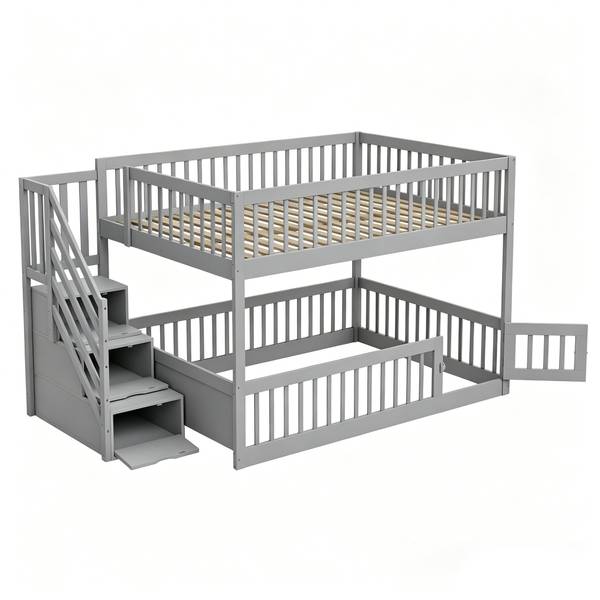 Einzelbett K-1974 Grau - Holzwerkstoff - 145 x 130 x 254 cm