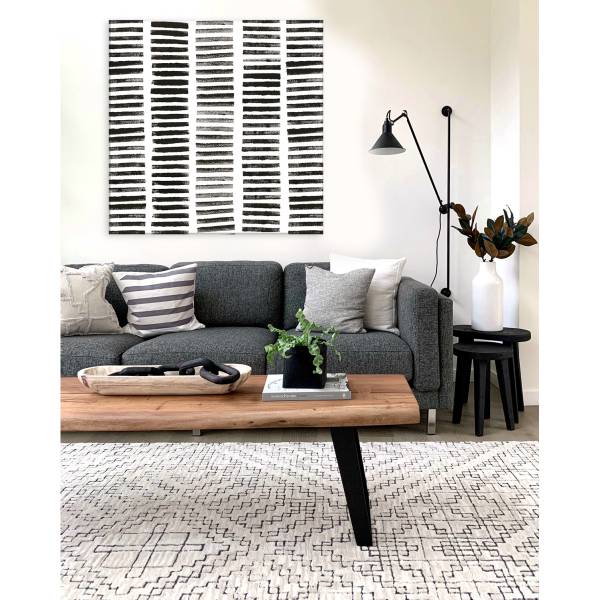 Tableau rondin noir en toile imprimée 80 x 80 x 2 cm