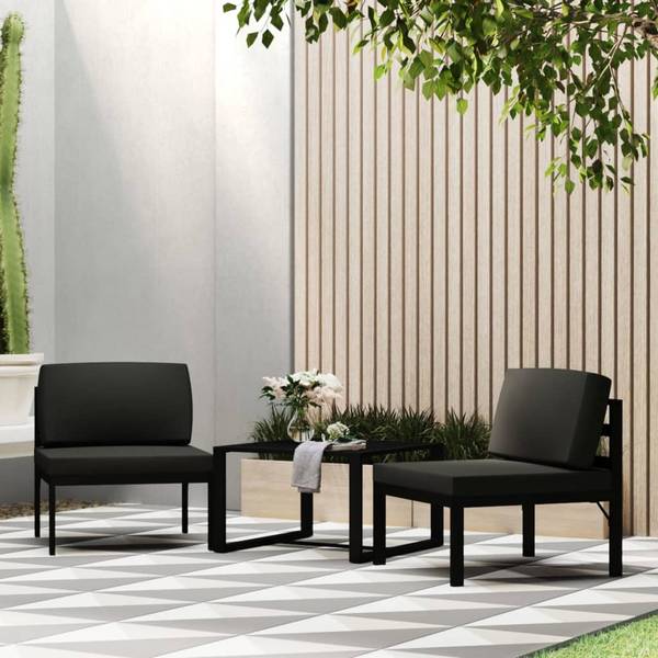 Garten-Sofagarnitur 318307 3-teilig Grau - Aluminium - 60 x 38 x 60 cm
