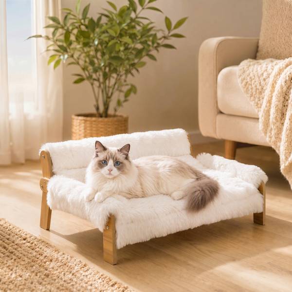 Haustierbett D04-315V00WT Weiß - Textil - 47 x 30 x 70 cm