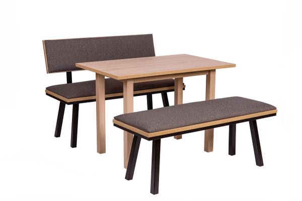 Essgruppe Die Elegante Ti II (3er Set) Schwarz - Grau - Eiche Dekor - Steingrau