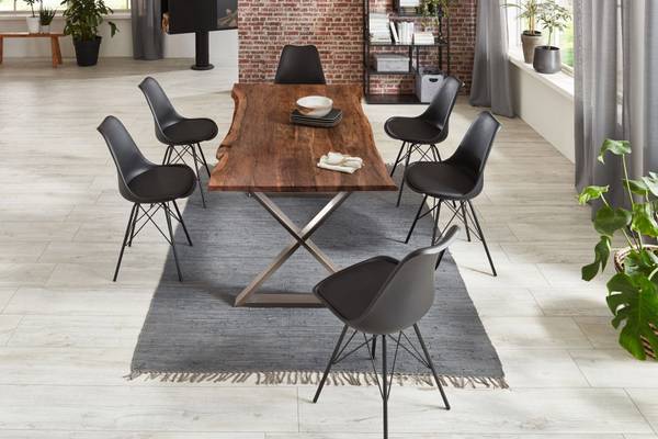 Table à manger KASIMIR Marron - 280 x 100 cm - Gris