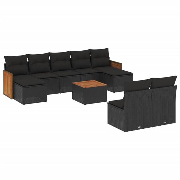 Garten-Lounge-Set 3035026-2 10-teilig Schwarz
