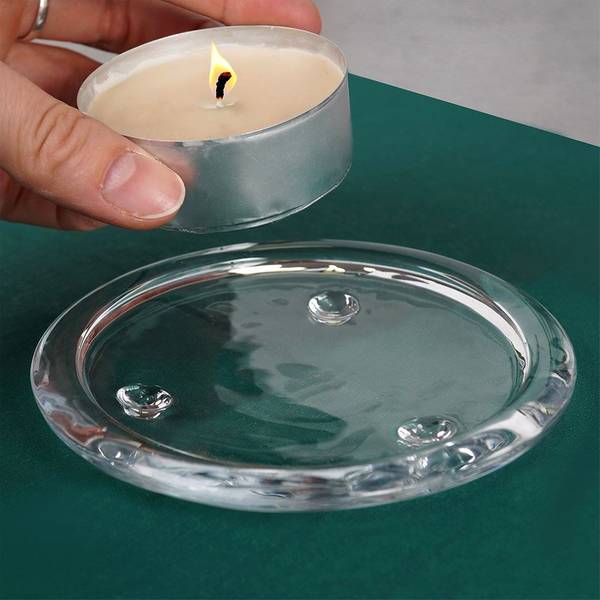 Kerzenuntersetzer Glas 10 cm Glas - 10 x 2 x 10 cm