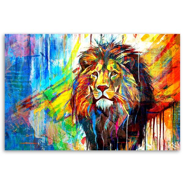Tableau déco lion animaux abstraction 100 x 70 cm
