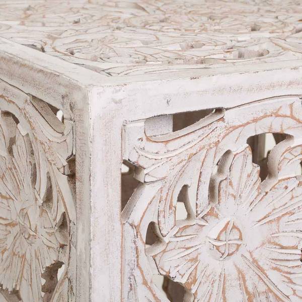 Table basse 4523334601 Blanc - En partie en bois massif - 45 x 45 x 45 cm