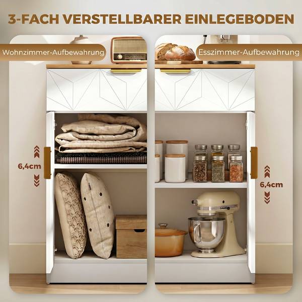 Sideboard 838-582V90WT Weiß - Holzwerkstoff - 60 x 82 x 32 cm