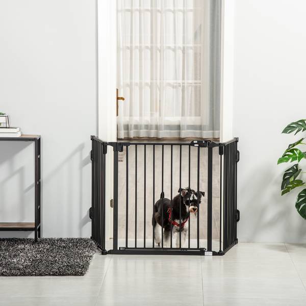 Hunde Absperrgitter D06-125BK Braun - Metall - 2 x 76 x 203 cm