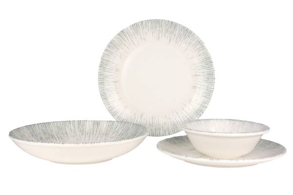 Geschirrset Iris 24-tlg Weiß - Porzellan - Höhe: 2 cm