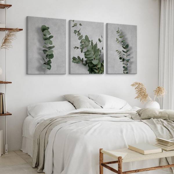 Afbeeldingen EUCALYPTUS Blad Set Van 3 grijs - groen - linnen - 90 x 40 x 40 cm