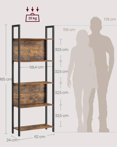 Bücherregal 100412 Braun - Stahl - 71 x 32 x 16 cm