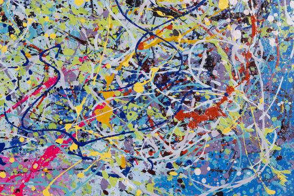Acrylbild Handgemalt Action Painting Zap Baumwollstoff - 100 x 75 x 4 cm