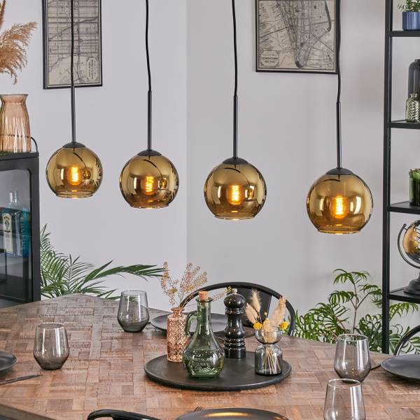 Pendelleuchte Cesaro Gold - Aluminium - Klarglas - 10 x 148 x 92 cm