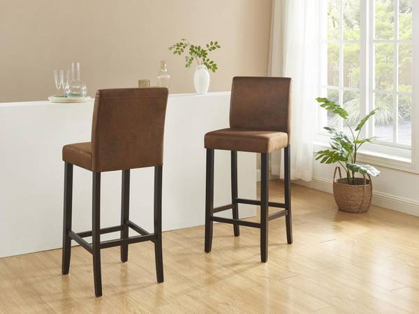 Barhocker SANTOS 2er-Set Braun - Textil - 49 x 117 x 46 cm