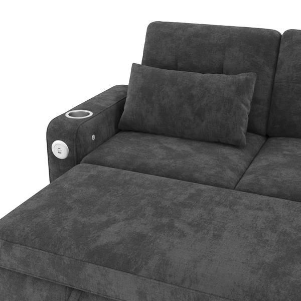Schlafsofa ChenilLade Ⅲ Grau - Chenille - 131 x 85 x 206 cm