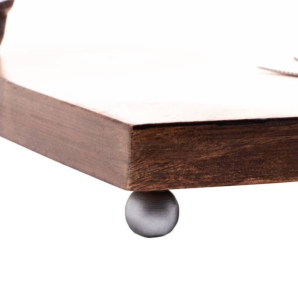 Planche avec couteau (2pcs) Marron - En partie en bois massif - 33 x 5 x 33 cm