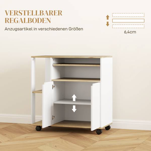 Küchenwagen 801-372V90WT Holzwerkstoff - 40 x 82 x 80 cm
