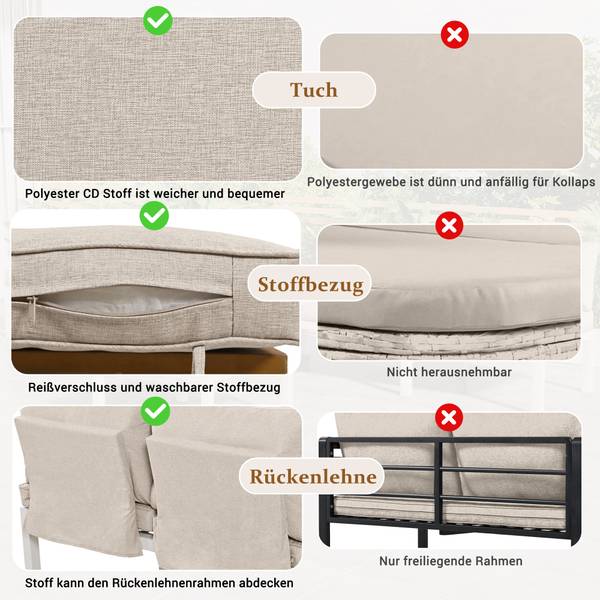 Gartensitzgruppen FluxIque 3er-Set Beige - Metall
