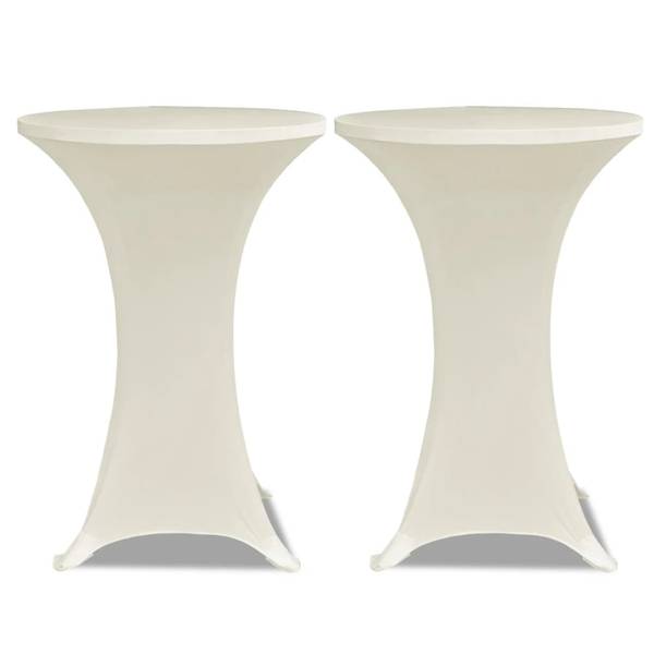 Stretch-Tischhussen 299448-1 (2er Set) Cremeweiß - 80 x 80 cm