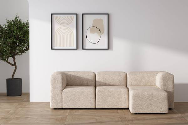 Canapé lounge Cubic Beige - En partie en bois massif - 257 x 64 x 164 cm