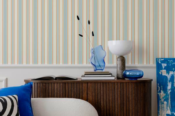Tapete mit Streifen Raphaël Blau - Papier - 192 x 280 x 192 cm