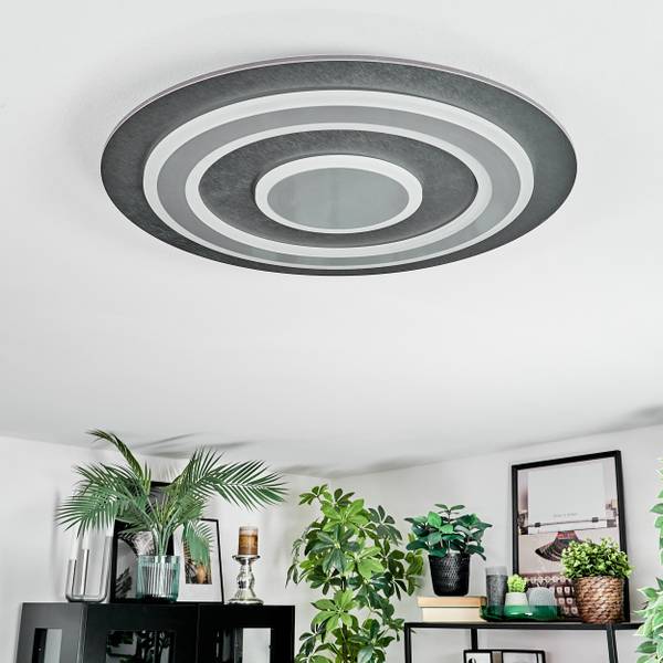 Deckenleuchte Binasco Grau - Weiß - Holzwerkstoff - Metall - 62 x 7 x 62 cm