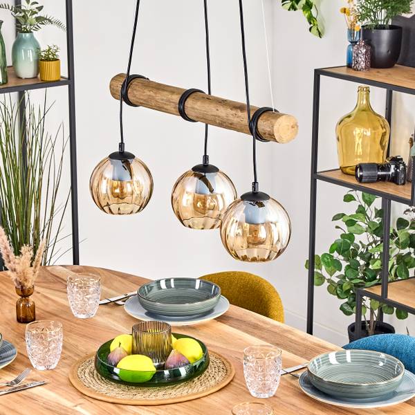 Pendelleuchte Cesaro Orange - Holzwerkstoff - Metall - 30 x 150 x 60 cm
