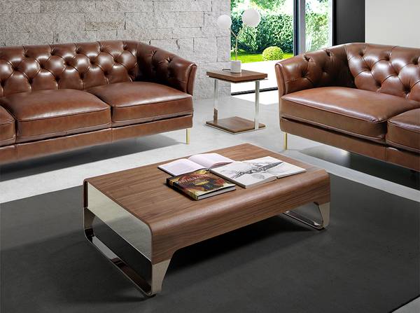 Couchtisch 2001 Braun - Walnuss - Stahl - 120 x 34 x 70 cm