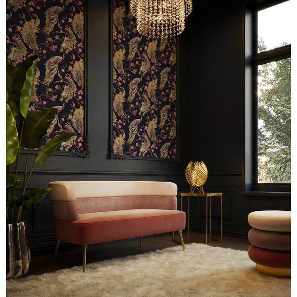 Hocker Sandwich Pink - Polyester - Samt - 45 x 40 x 45 cm