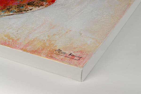 Acrylbild Handgemalt Herz Jec Gold - Baumwollstoff - 150 x 50 x 4 cm