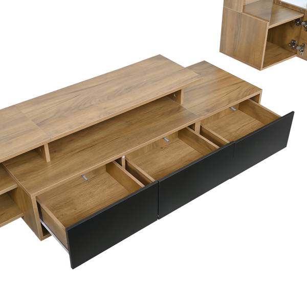 Wohnwand  Cronus Ⅰ（3-tlg） Schwarz - Braun - Holzwerkstoff - Kunststoff - 40 x 100 x 180 cm