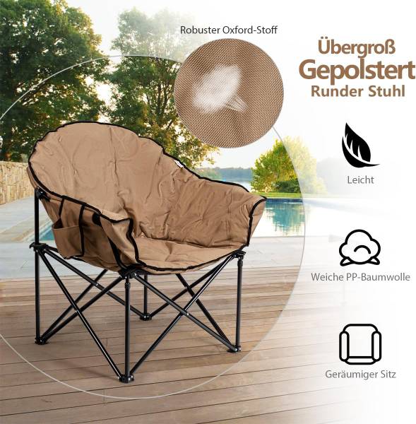 Campingstoel AB92724 bruin - metaal - 62 x 90 x 82 cm